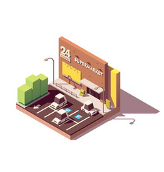 Isometric Supermarket Car Parking Lot