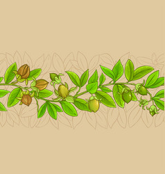 Jojoba Branches Pattern On Color Background