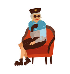 Old Elegant Lady Wearing Stylish Clothes