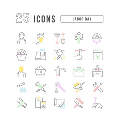 Set Of Linear Icons Of Labor Day