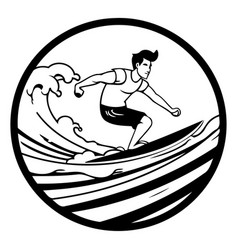 A Surfer Riding On A Wave Viewed From The Side