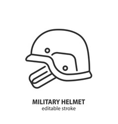 Military Helmet Line Icon Editable Stroke