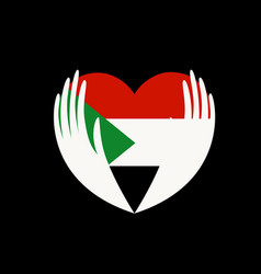 Sudan Flag Heart With Hands Africa Country Icon