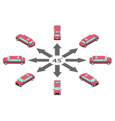 Rotation Of Pink Limousine By 45 Degrees