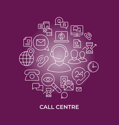 Customer Service Call Centre Line Flat Art