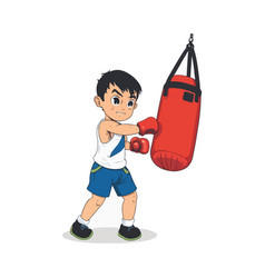 Cute Little Boy Boxer Wearing Boxing Gloves