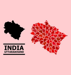 Red Heart Mosaic Map Uttarakhand State