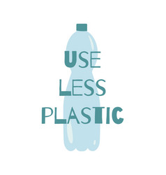 Use Less Plastic Text On Plastic Bottle