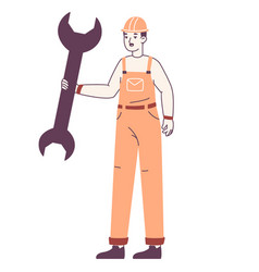 Construction Worker Carrying Huge Wrench