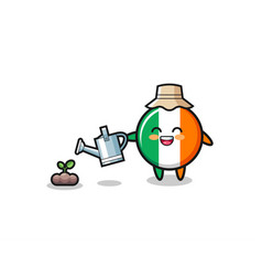 Cute Ireland Flag Is Watering Plant Seeds