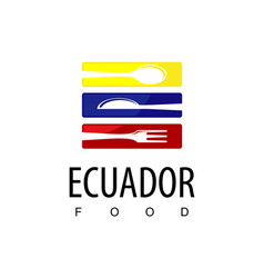 Ecuador Food Restaurant Logo With Flag