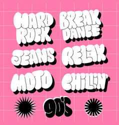 Popular Words 90s Retro Lettering Sticker Set