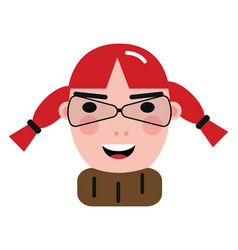 Girl With Red Hair And Glasses On A White