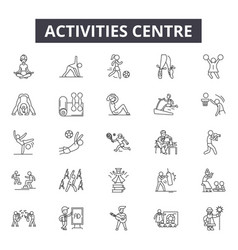 Activities Centre Line Icons Signs Set