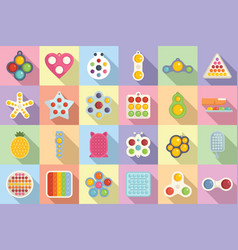 Antistress Toy Icons Set Flat Dimple