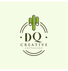 Dq Initial Letter Green Cactus Logo