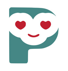 Letter P In Love Is A Cute Smiley In Doodle Style