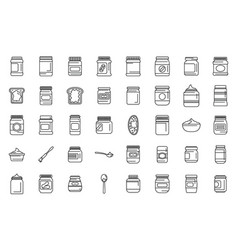 Peanut Butter Icons Set Outline Nut Jar