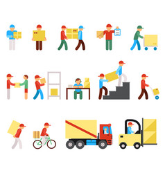 Delivery Flat Icons And Logistic People Pictograms