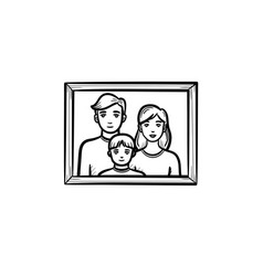 Family Photo Frame Hand Drawn Sketch Icon