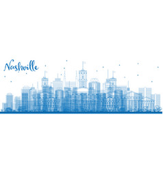 Outline Nashville Skyline With Blue Buildings