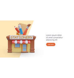 3d Stationery Store In Cartoon Style Web Poster