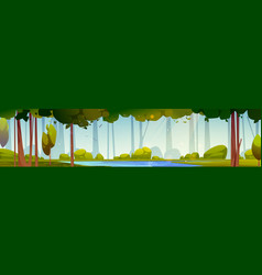 Cartoon Forest Panoramic Background With Lake