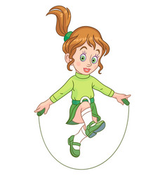 Cartoon Girl Jumping With Rope