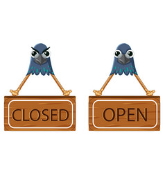 Closed And Open Sign Banner With Pigeon Face