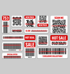 Product Barcodes And Qr Codes With Red Scanning