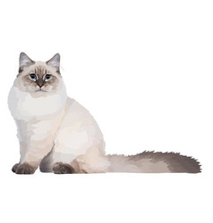 Realistic White Cat Cat With Blue Eyes