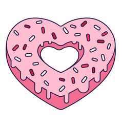 Retro Valentine Day Icon Donut Heart Of Heart