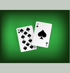 Twenty One Points Blackjack Combination On Green