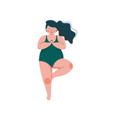 Beautiful Plus Size Curvy Woman In Vrikshasana