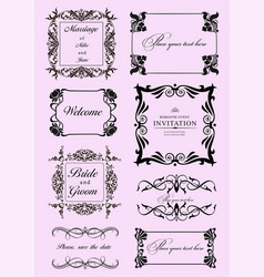 Calligraphic Elements And Frame Vintage Set