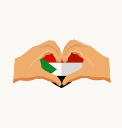 Sudan Flag Emblem Heart With Hands Africa Country