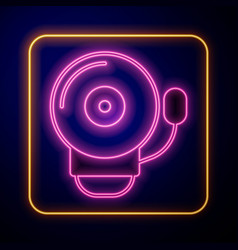 Glowing Neon Ringing Alarm Bell Icon Isolated