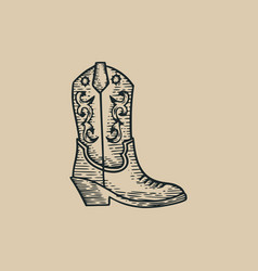 Cowboy Cowgirl Boot Classic Vintage Design Element