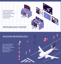 Isometric Meteorological Weather Center Banner Set