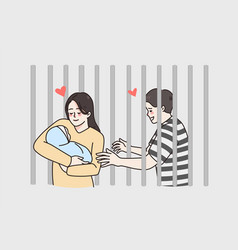 Wife With Baby Infant Visit Husband In Jail