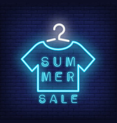 Summer Sale Neon Text With Hanging T-shirt