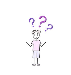 Confused Young Curly Teen Boy With Purple Question