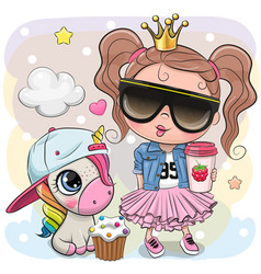 Cute Cartoon Fairy Tale Princess In Glasses