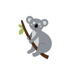 Cute Koala On The Brunch In Cartoon Style