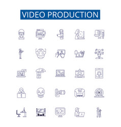 Video Production Line Icons Signs Set Design