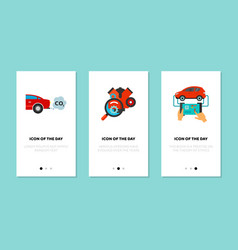 Car Engine Flat Icon Set