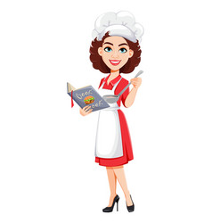 Chef Woman Holding Cook Book Cook Lady