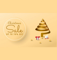 Christmas Sale Banner With Realistic Spiral Tree