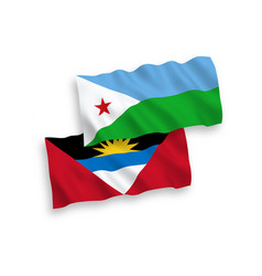 Flags Of Republic Of Djibouti And Antigua And