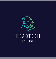 Human Head Tech Polygonal Flat Logo Icon Design